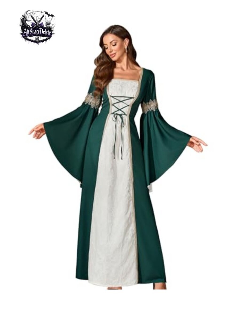 Renaissance Costume Dress Womens Medieval Victorian Halloween Cosplay Midi